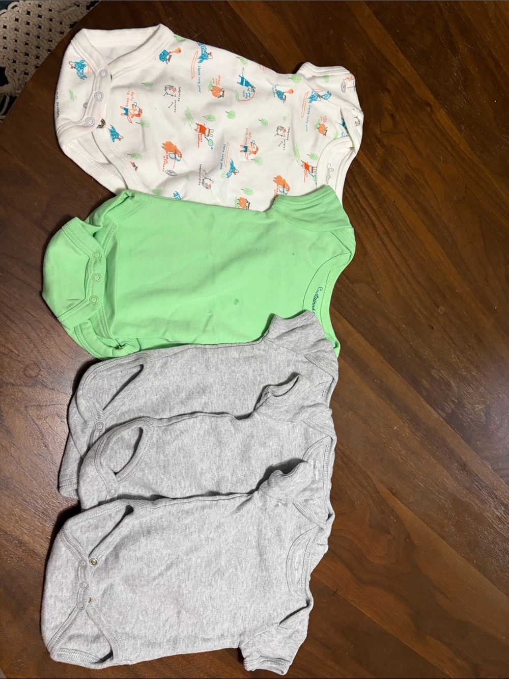 5-Pack Bundle Newborn Organic One-Piece Bodysuits - Green, Gray & Printed